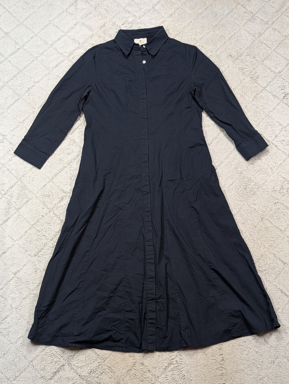 Tuckernuck Dress Womens XS Blue Navy Briana Long Sleeve Midi Button Up Classic